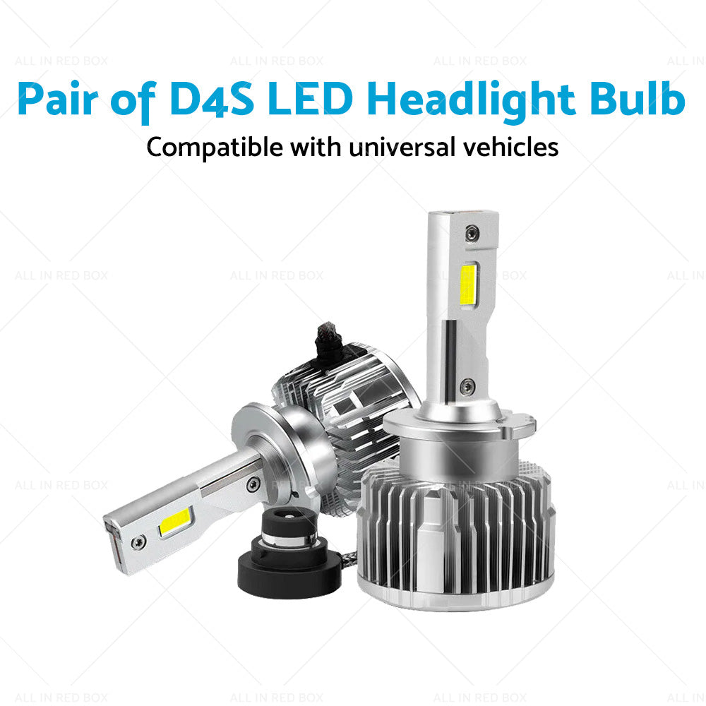 2PCS D4S LED Headlight Bulb Replace HID Xenon White 90W 6000K Conversion Kit