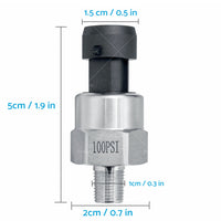 100PSI 5V 1 or 8NPT Stainless Steel Oil Fuel Air Pressure Transducer Sender Sensor