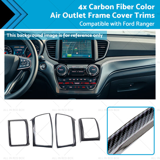 4x Carbon Fiber Color Air Outlet Frame Cover Trim Suitable for 15-22 Ford Ranger