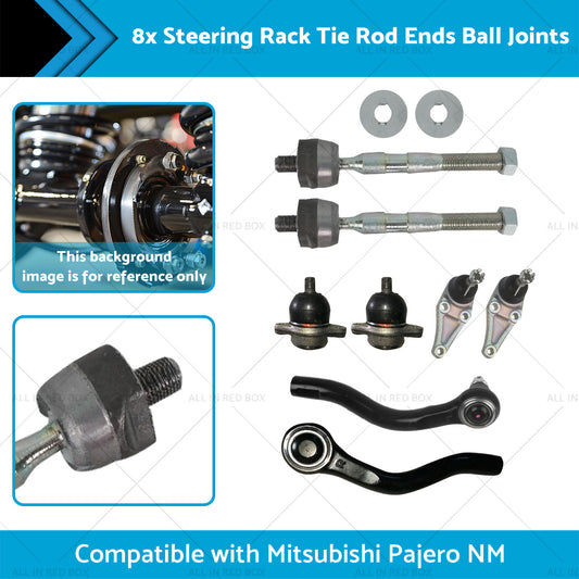 8x Steering Rack Tie Rod Ends Ball Joints Suitable for  Mitsubishi Pajero NM