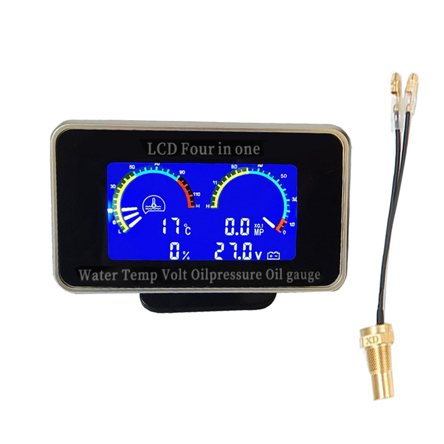 4-in-1 Car LCD Meter Digital Oil Pressure Voltage Water Temperature Fuel Gauge