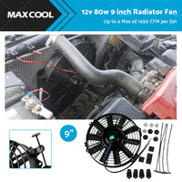 9 inch 12V Volt Electric Radiator Cooling Thermal Thermo Fan  Mounting Kits