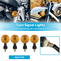 4 x Classic Motorcycle Indicators Blinkers Turn Signals Light Amber Universal