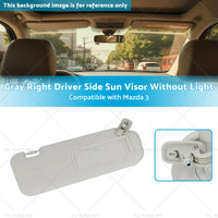 1x Gray Right Driver Side Sun Visor Suitable for 10-13 Mazda 3 BBM369-270C-75