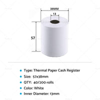 200 Pcs Thermal Paper Credit Card&Cash Register POS EFTPOS Rolls Receipt Paper