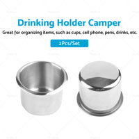 2x Stainless Steel Cup Drink Holder Suitable For Marine Car Truck Camper RV Boat