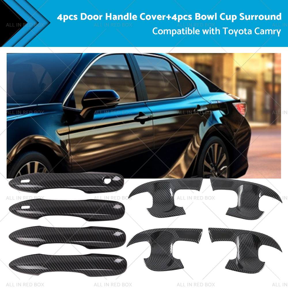 Carbon Fiber Door Handle Cover  and  Bowl Cup Surround Kit Suitable For Toyota Camry