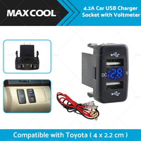 4. 2A Car Charger Socket Voltmeter Suitable For Toyota Hilux Prado Land Cruiser