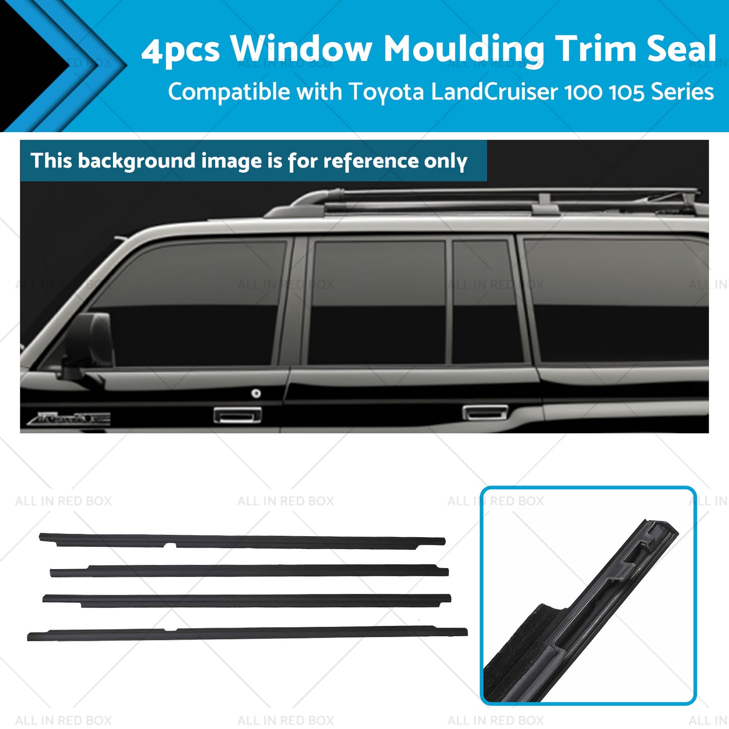 Black Weatherstrips Suitable For Toyota LandCruiser 100 105 Series Side Door 4pc