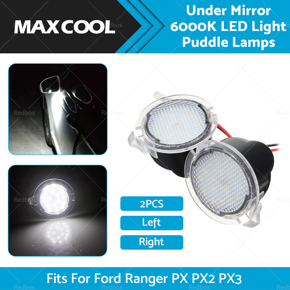 2X Under Mirror 6000K LED Light Puddle Lamps Fits For Ford Ranger PX PX2 PX3