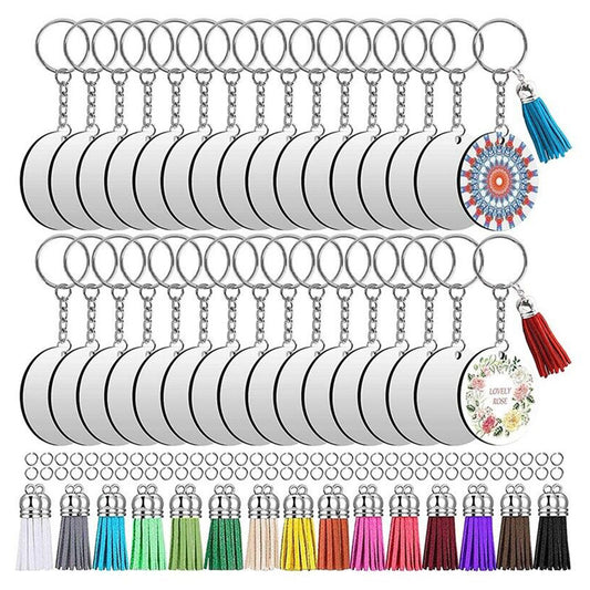 Bulk Keychain Ornament Set 150PCS Sublimation Blank Keychains Suitable For Crafts & Jewelry