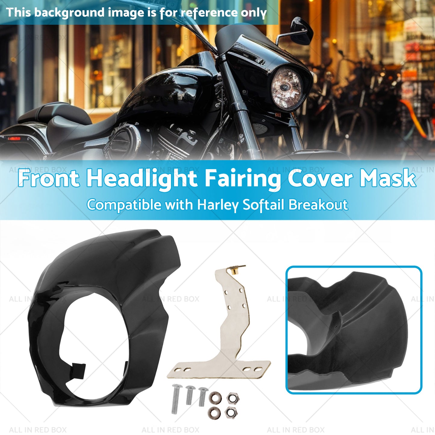 1x Front Headlight Fairing Cover Mask Suitable for Harley Softail Breakout 18-23