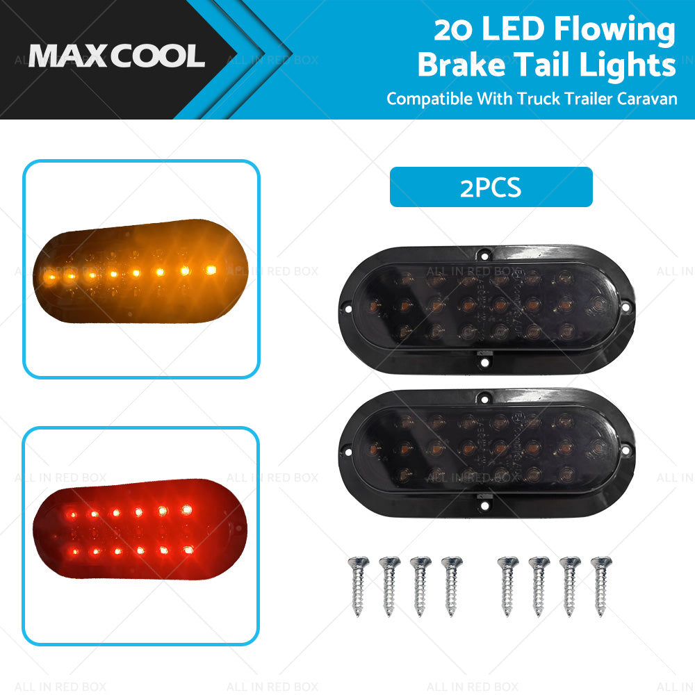 2X 20 LED Rear Stop Brake Flowing Turn Signal Tail Lights Truck Trailer Caravan