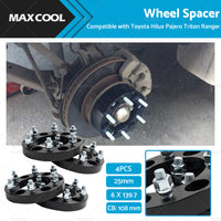 4X Wheel Spacers 25mm 6x139. 7 M12x1. 5 Suitable For Hilux Pajero Triton Ranger