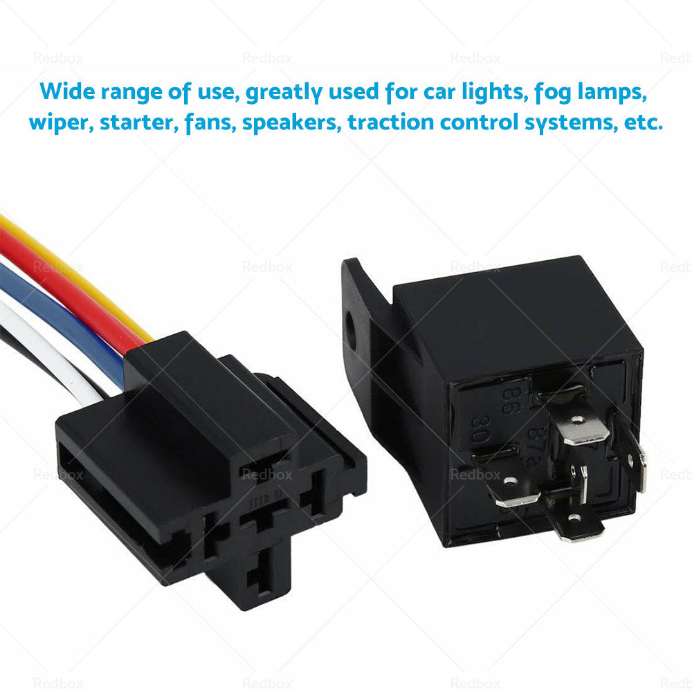 SPDT Automotive Relay With Harness Socket 5x 24V 40A 5 Pin For Car Yacht Caravan