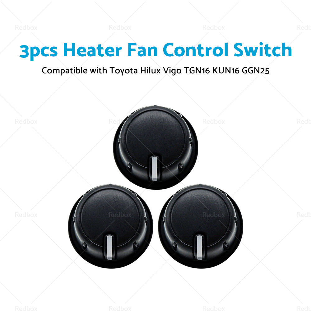 3pcs Heater Fan Control Switch Knob Suitable For Toyota Hilux Vigo TGN16 KUN16