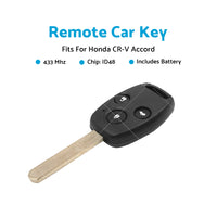 3 Buttons Remote Car Key 433Mhz ID48 Fits For Honda CR-V Accord G8D-382H-A