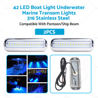 Pair 42LED Boat Light Stainless Steel Underwater Pontoon For Marine Boat Transom