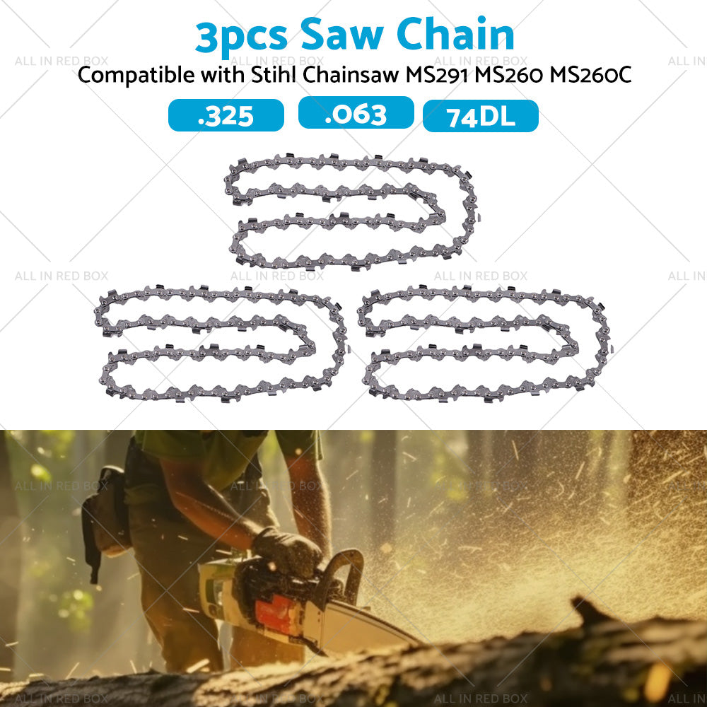 3PCS Chainsaw Chain 74DL 325. 063 Semi Chisel Suitable for 18 inch  Stihl MS291 MS260