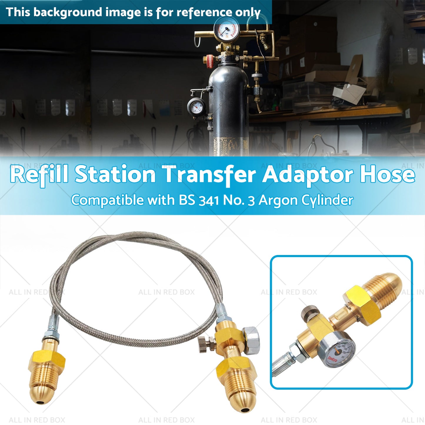 Refill Station Transfer Adaptor Hose Suitable for BS 341 No. 3 Argon Cylinder