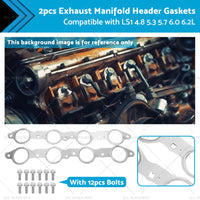 1 Pair Exhaust Manifold Header Gasket Suitable For LS LS1 4. 8 5. 3 5. 7 6. 0 6. 2L