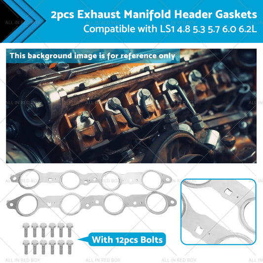 1 Pair Exhaust Manifold Header Gasket Suitable For LS LS1 4.8 5.3 5.7 6.0 6.2L