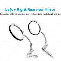 Chrome Round Rearview Bar End Mirror Suitable for Motorcycle Chopper Racer