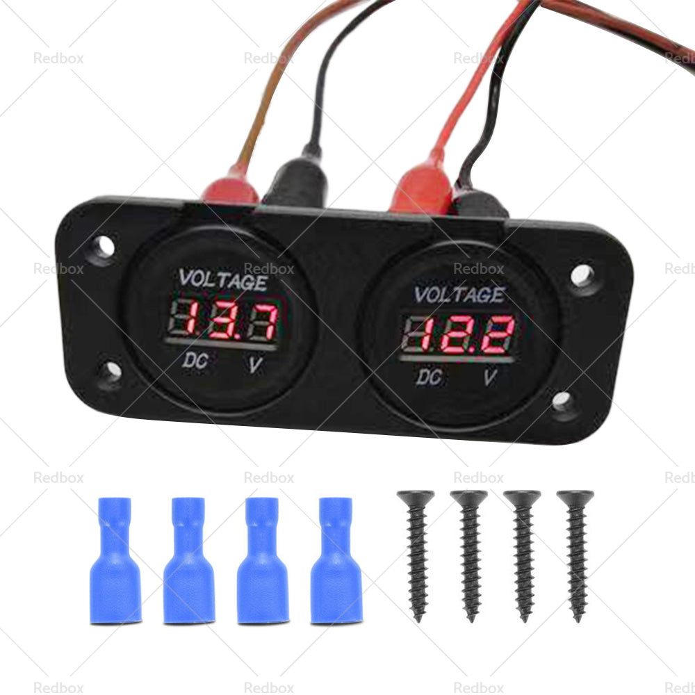 Digital LED Volt Meter Dual Battery Monitor Boat Voltage Marine Gauge DC 12V-24V