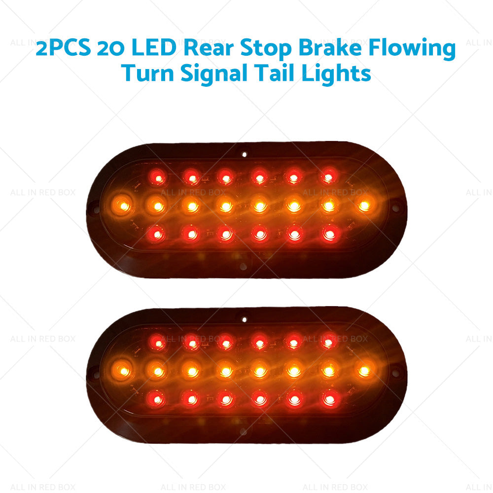 2X 20 LED Rear Stop Brake Flowing Turn Signal Tail Lights Truck Trailer Caravan