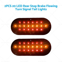 2X 20 LED Rear Stop Brake Flowing Turn Signal Tail Lights Truck Trailer Caravan