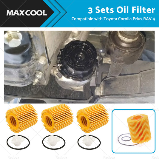 3 Set Oil Filter Suitable for Toyota Corolla ZRE152 ZRE172 ZRE182 RAV4 Prius