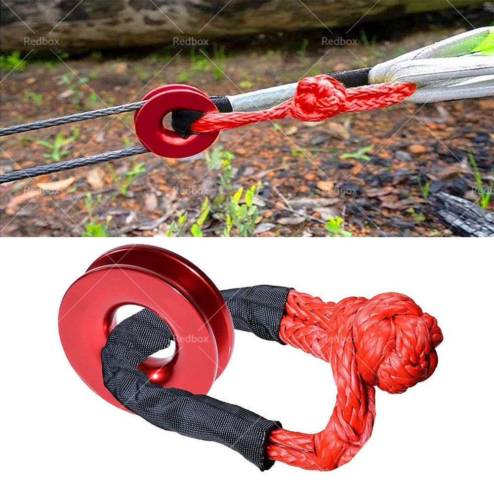 Recovery Ring Snatch Block Pulley 37479lbs & Soft Shackle Tow Winch Rope Straps