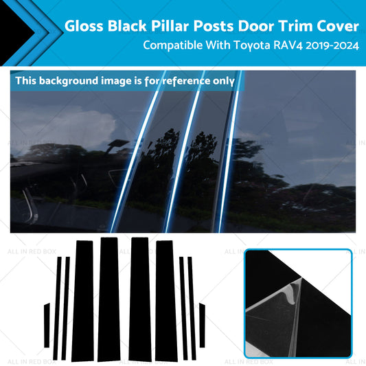 {{ Gloss Black Pillar Posts Door Trim Cover Suitable For Toyota RAV4 2019-2024 }} - Buy Car Parts Online at {{ Kaka Auto Parts }}.