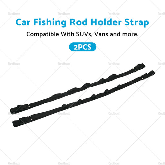 2pcs Car Fishing Rod Holder Mounted Storage Rack Vehicle Belt Strap Carrier