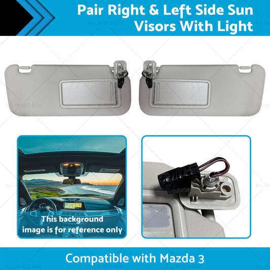 BBM369270C75 2x Right and Left Side Sun Visors With Light Suitable for 10-13 Mazda 3