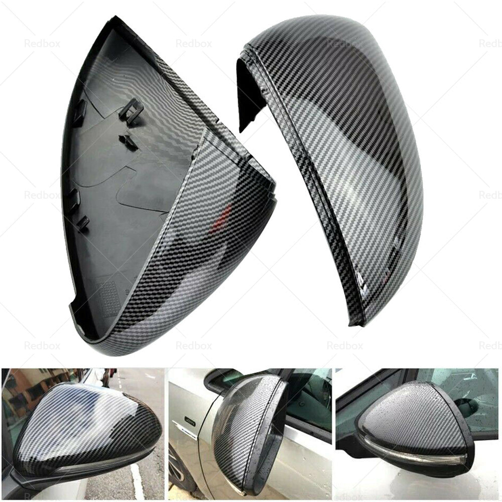 2x Carbon Fiber Mirror Caps Fits For Volkswagen VW Golf MK7 Mk7.5 TSI TDI GTI R