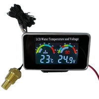 2 In1 Car Digital LCD Water Temperature Meter Voltmeter Gauge 12V/24V Display