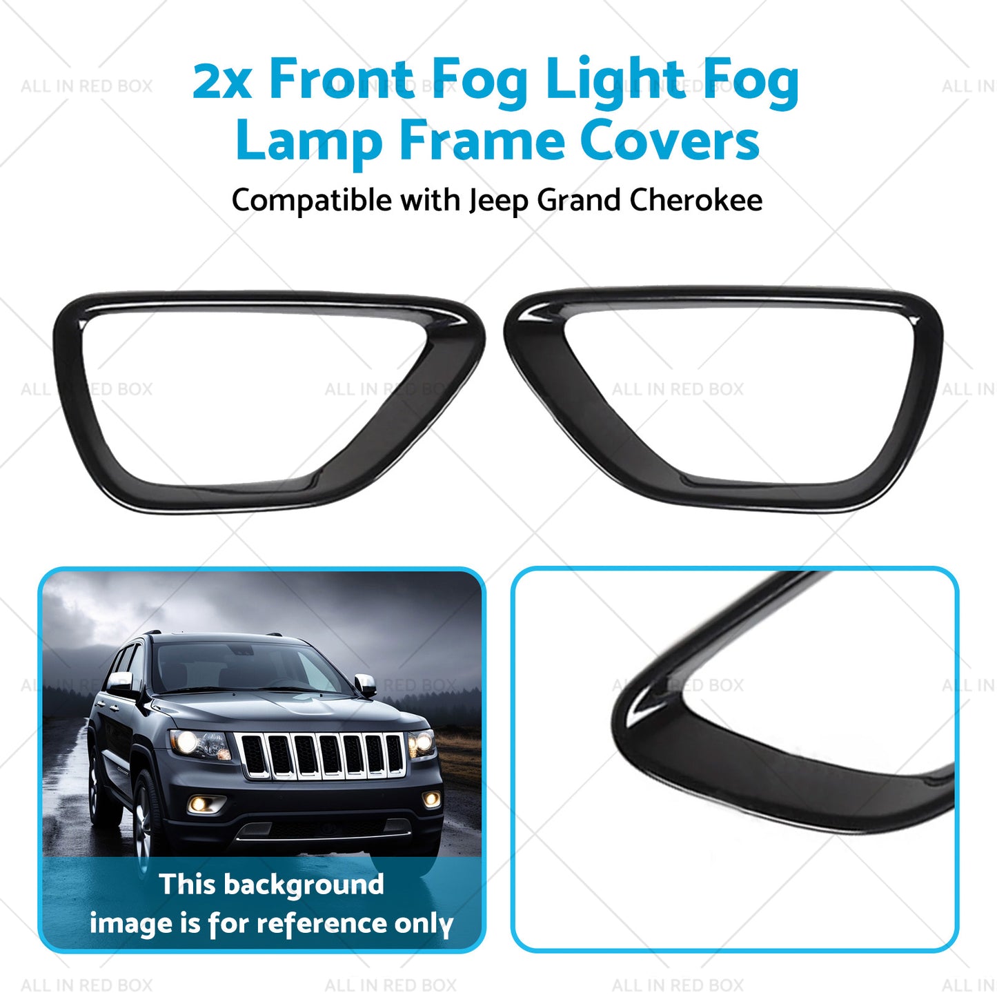 2x Front Fog Light Fog Lamp Frame Covers Suitable for 14-16 Jeep Grand Cherokee