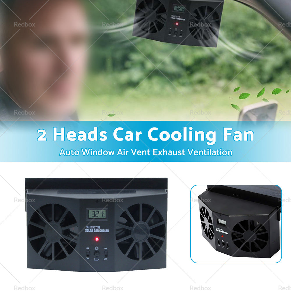 Solar Powered Car Cooling Fan Cooler Auto Window Air Vent Exhaust Ventilation