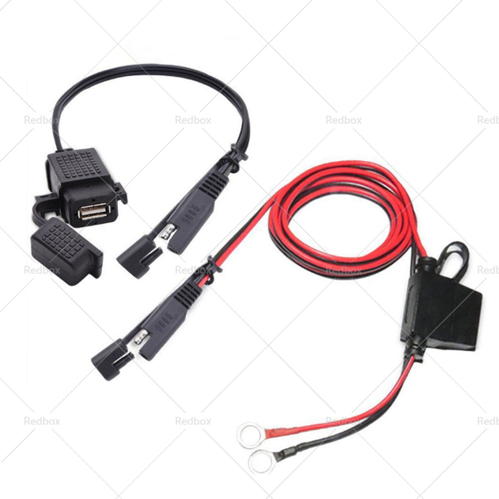 2PCS Waterproof Motorcycle Bike SAE to USB Charger Cable Adapter for GPS Phone