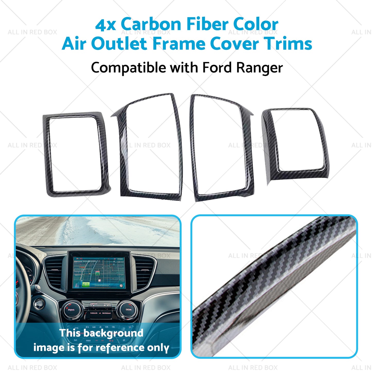 4x Carbon Fiber Color Air Outlet Frame Cover Trim Suitable for 15-22 Ford Ranger