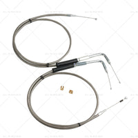 Stainless Steel 56-1 2 Throttle and Idle Cable Set Suitable for Harley-Davidson