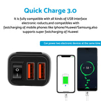 Dual USB Port Motorcycle Fast Charger Socket Suitable For Motorcycles ¡§C With LED Voltmeter Display & ON/OFF Switch