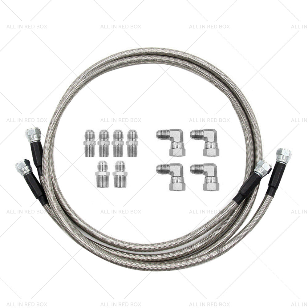 Stainless Steel Braided Transmission Cooler Hose Fitting Kit For 700R4 TH350 400