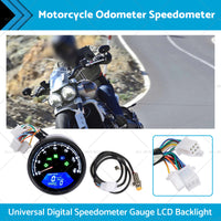 Universal Digital Motorcycle Odometer Speedometer Tachometer Gauge LCD Backlight