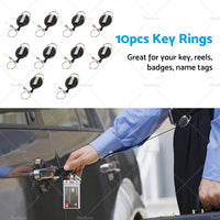 10X Key Rings Retractable Chain ID Pull Holder Reel Belt Clip Extend Recoil Oval