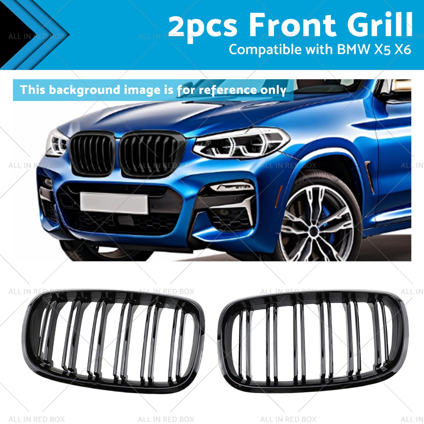 2pc Front Grill Grille Gloss Black Suitable for BMW E70 X5 E71 X6 2007-2013