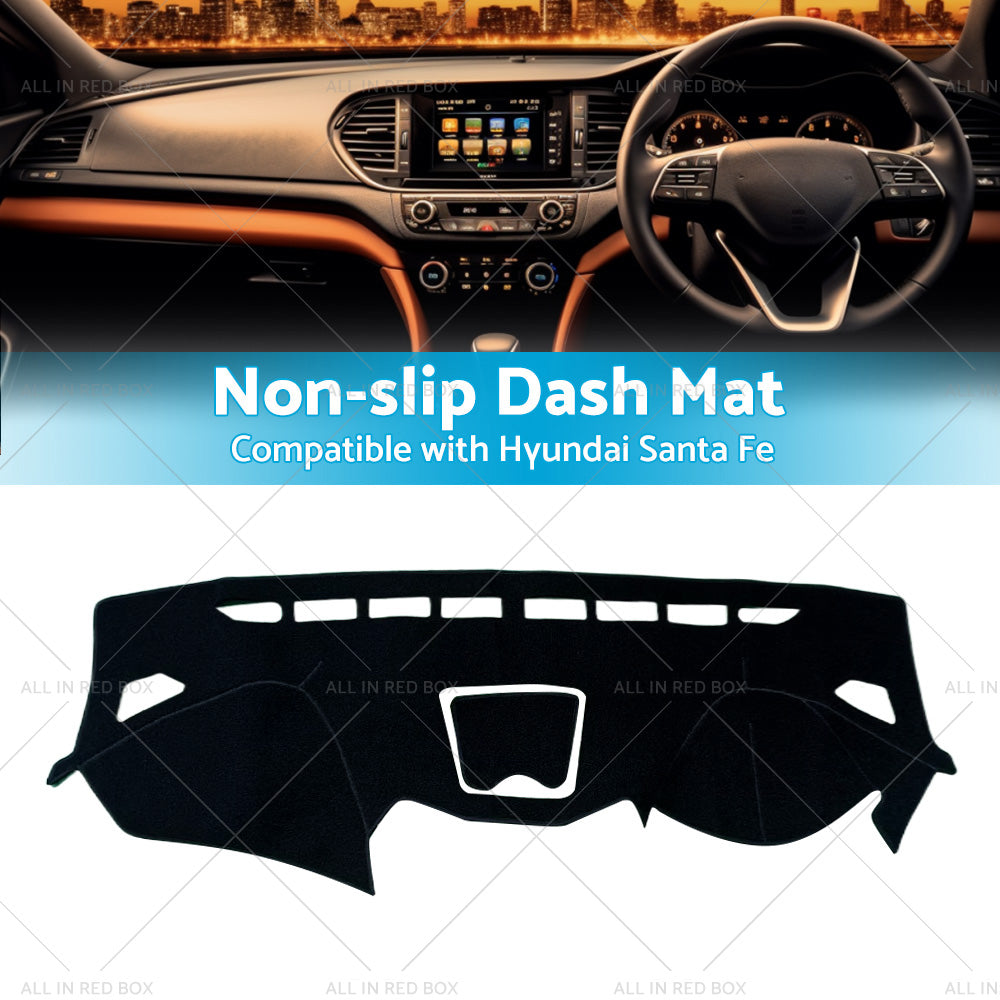 Non-Slip Dash Mat Suitable for Hyundai Santa Fe DM 2013-18 Dashboard Cover Black