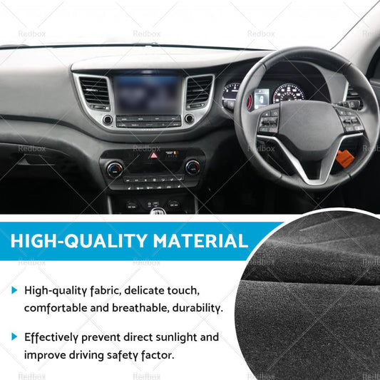 Dash Mat Suitable For Hyundai Tucson 15-20 SUV Dashboard Cover Black Non-Silp