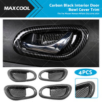 Carbon Black Interior Door Bowl Cover Trim Fit For Nissan Navara NP300 2015-2021